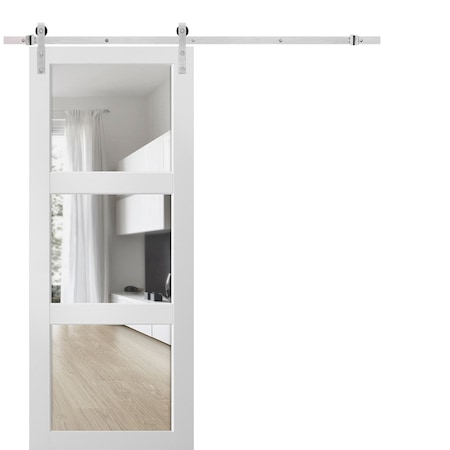 Sartodoors Barn Interior Door, 36" x 84", White LUCIA2555BD-S-BEM-3684